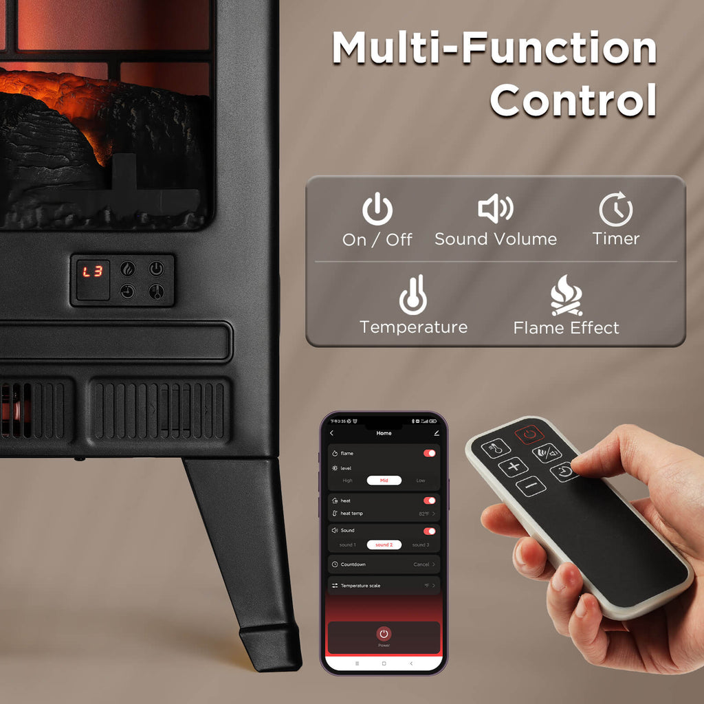TURBRO TS25 Wi-Fi Smart Electric Fireplace Stove