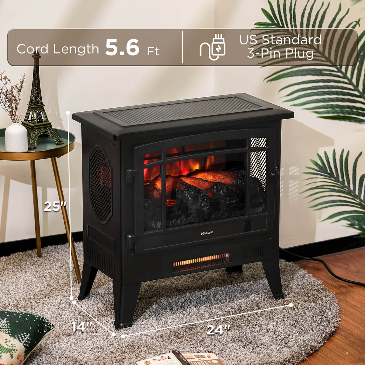 TURBRO TS25 Wi-Fi Smart Electric Fireplace Stove
