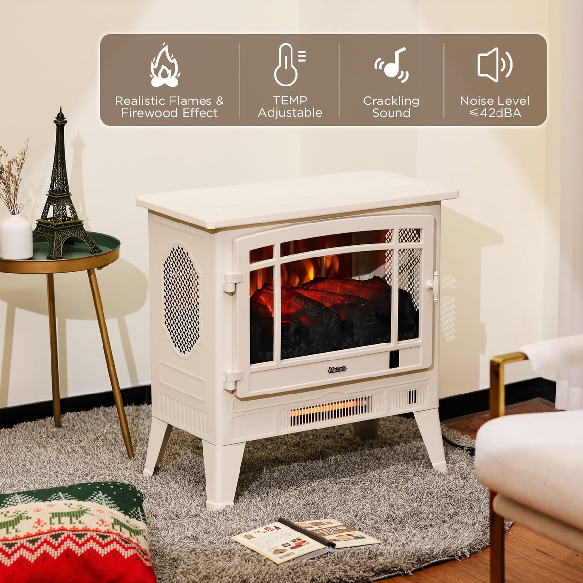 TURBRO TS25 Wi-Fi Smart Electric Fireplace Stove