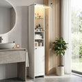Tall LED Bathroom Storage Cabinet with Adjustable Shelves