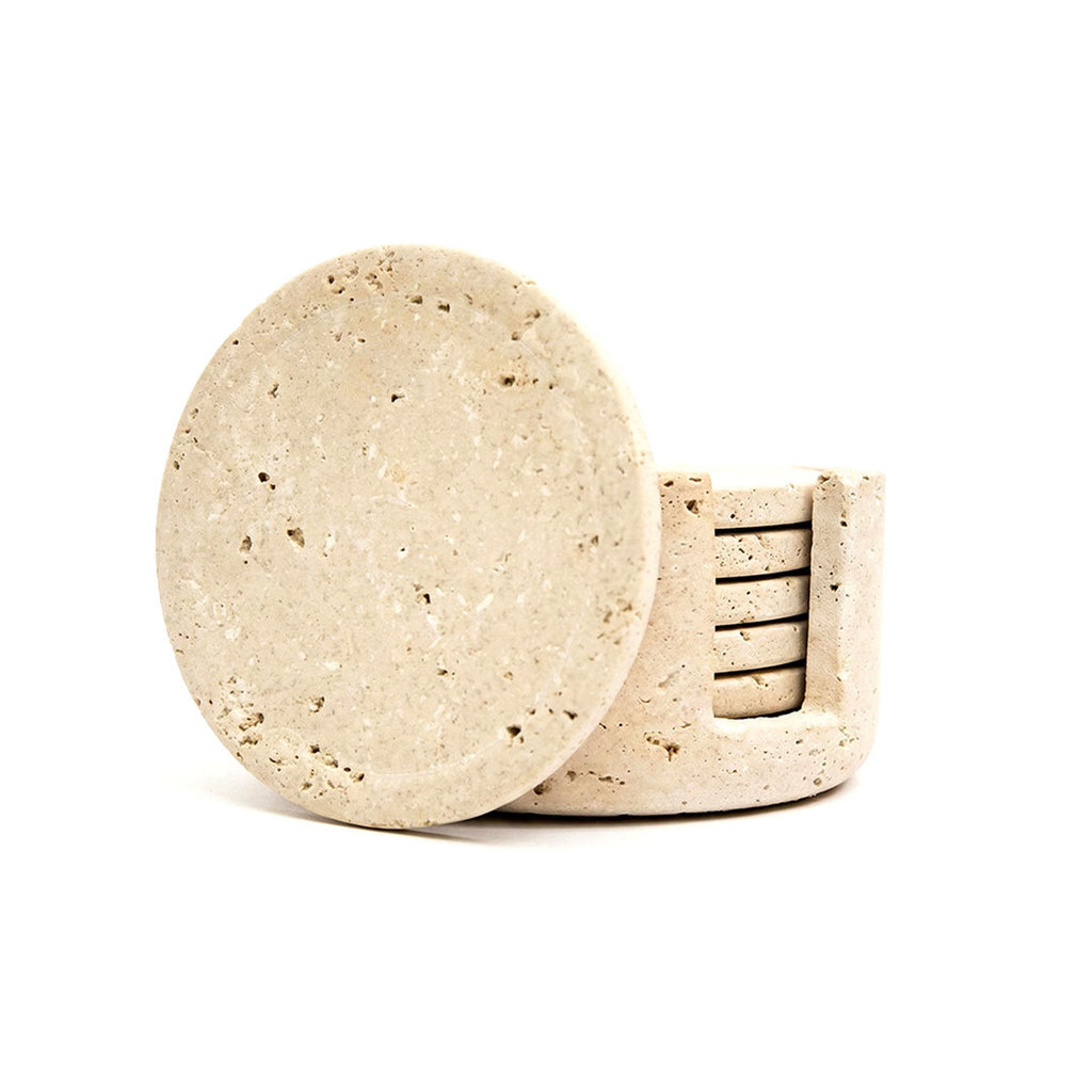 Travertine Marble Coaster Set – 6 Piece