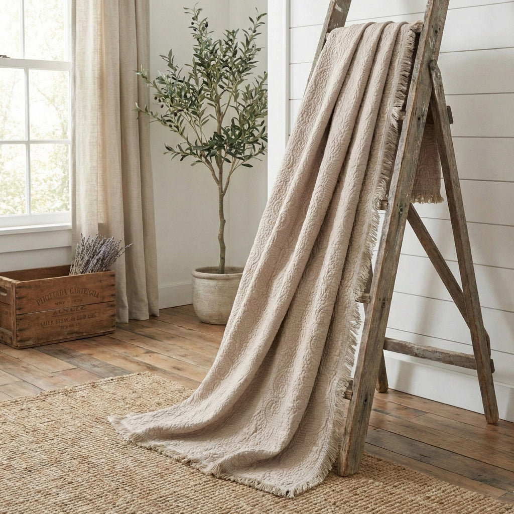 Quilted Cotton Throw Blanket – Sandy Taupe