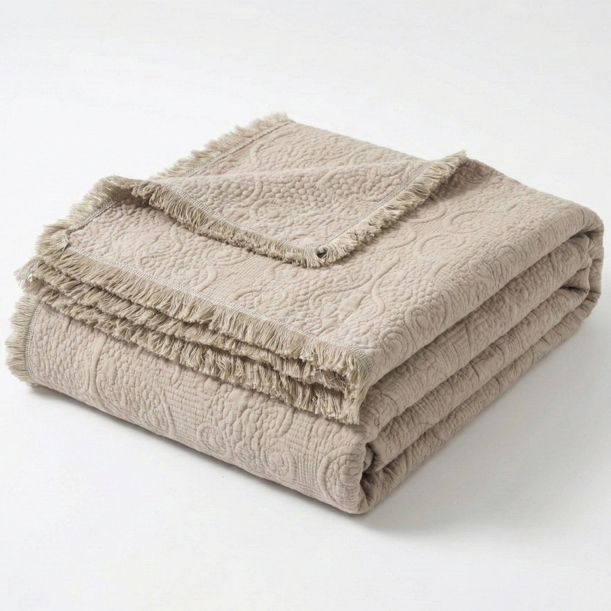 Quilted Cotton Throw Blanket – Sandy Taupe
