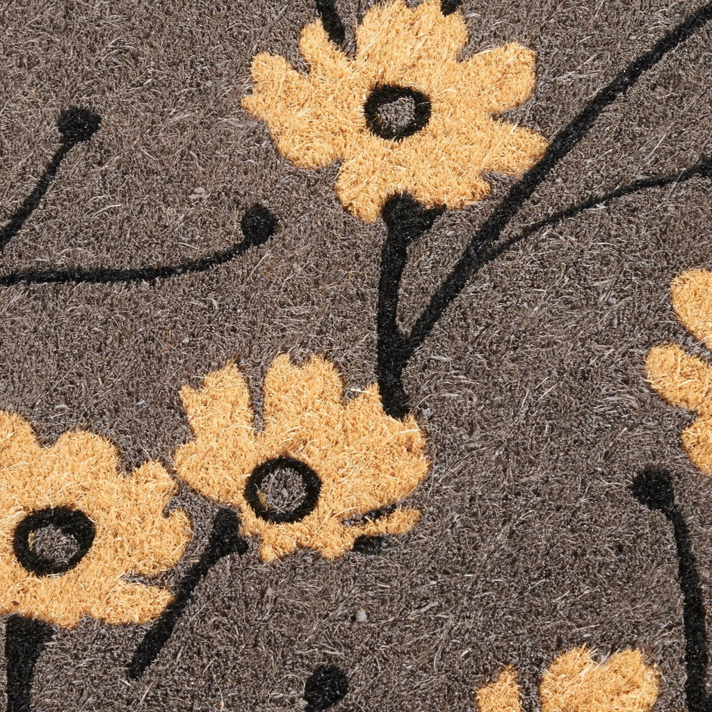 Fab Habitat Wild Flowers Gray Coir Doormat