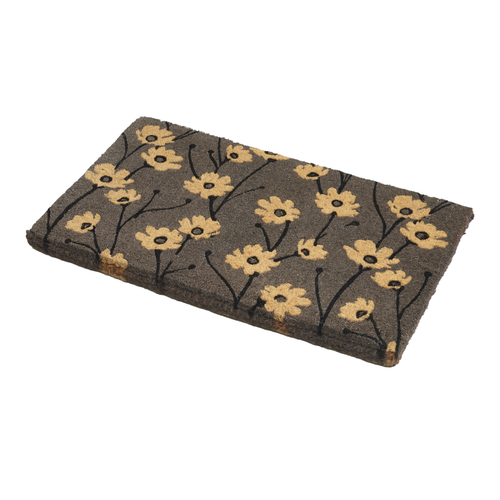 Fab Habitat Wild Flowers Gray Coir Doormat