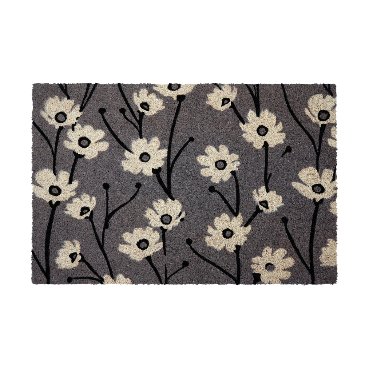 Fab Habitat Wild Flowers Gray Coir Doormat