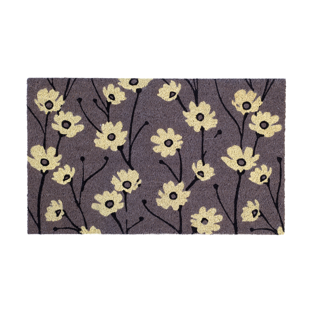 Fab Habitat Wild Flowers Gray Coir Doormat