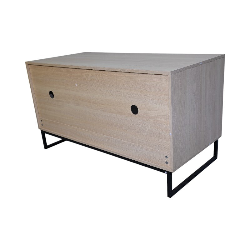 Modern Wooden Cat House with Scratching Mat - Light Wood & Black