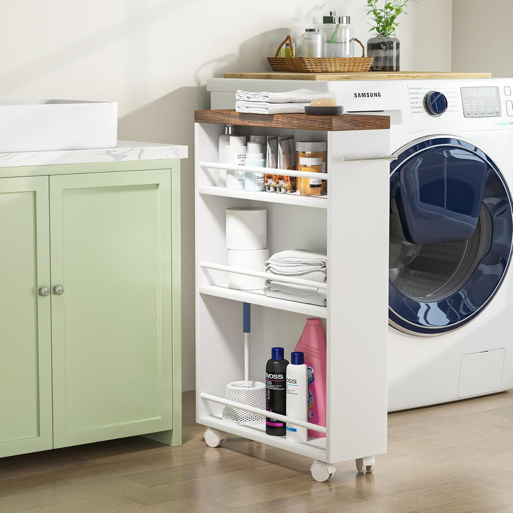 Slim 4-Tier Rolling Kitchen Storage Cart