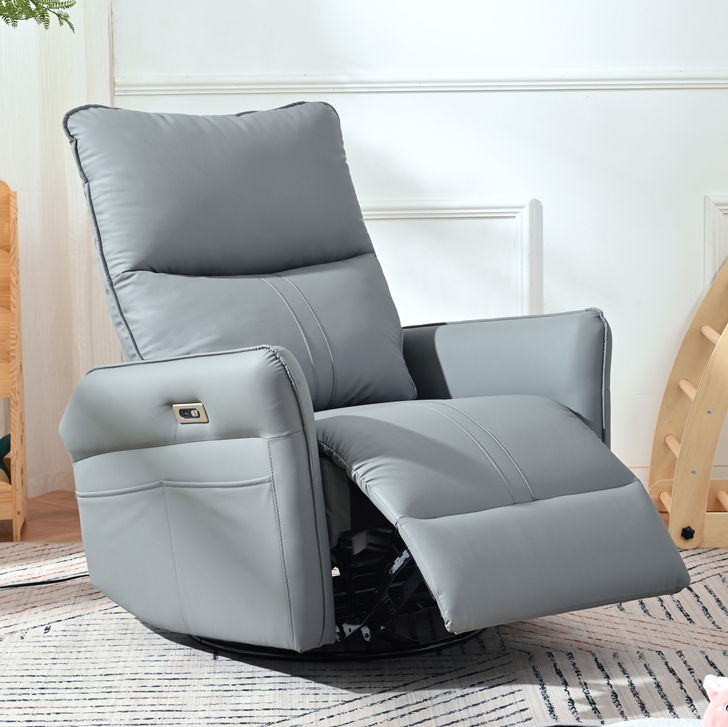 270° Power Swivel Rocker Glider Recliner with USB Ports – Black
