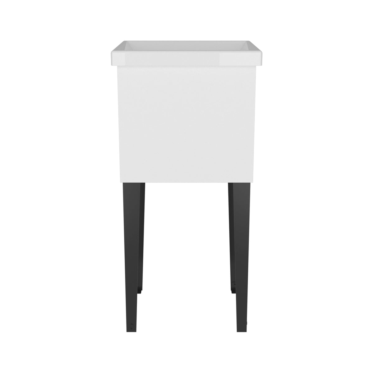 White Freestanding Laundry Utility Sink with Storage Cabinet