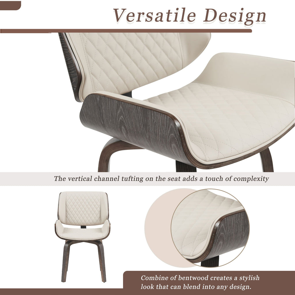 Set of 2 Mid-Century 360° Swivel Dining Chairs – Beige