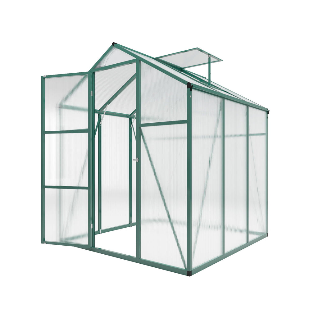 Walk-In Polycarbonate Greenhouse with Raised Base – Green