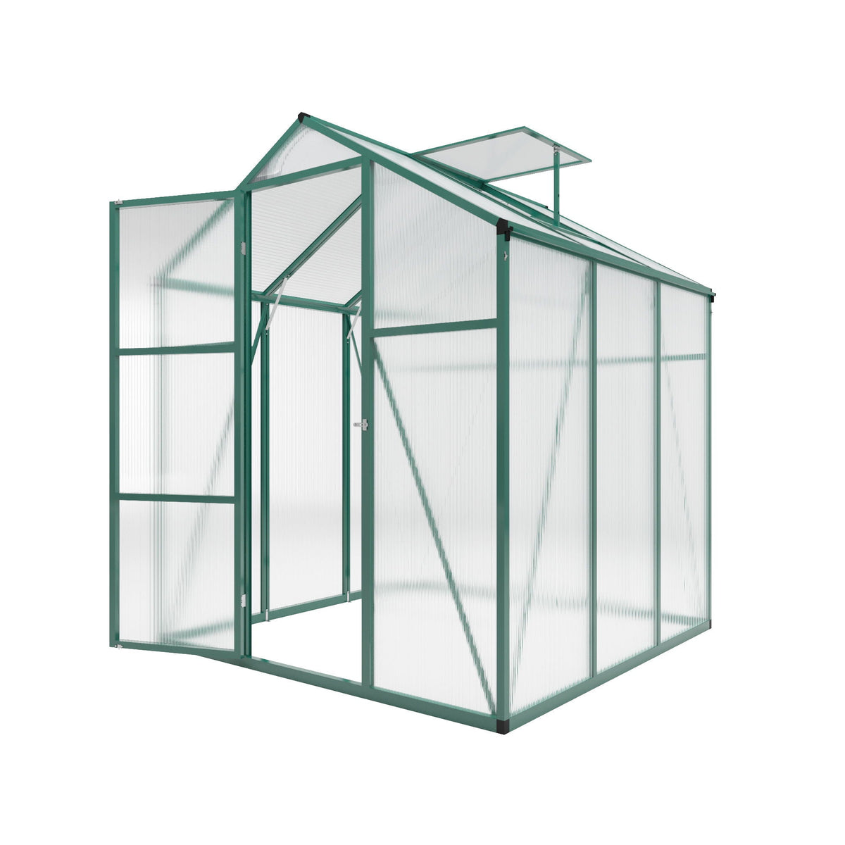 Walk-In Polycarbonate Greenhouse with Raised Base – Green