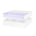 Lift-Top Coffee Table with LED Lighting & Hidden Storage – White