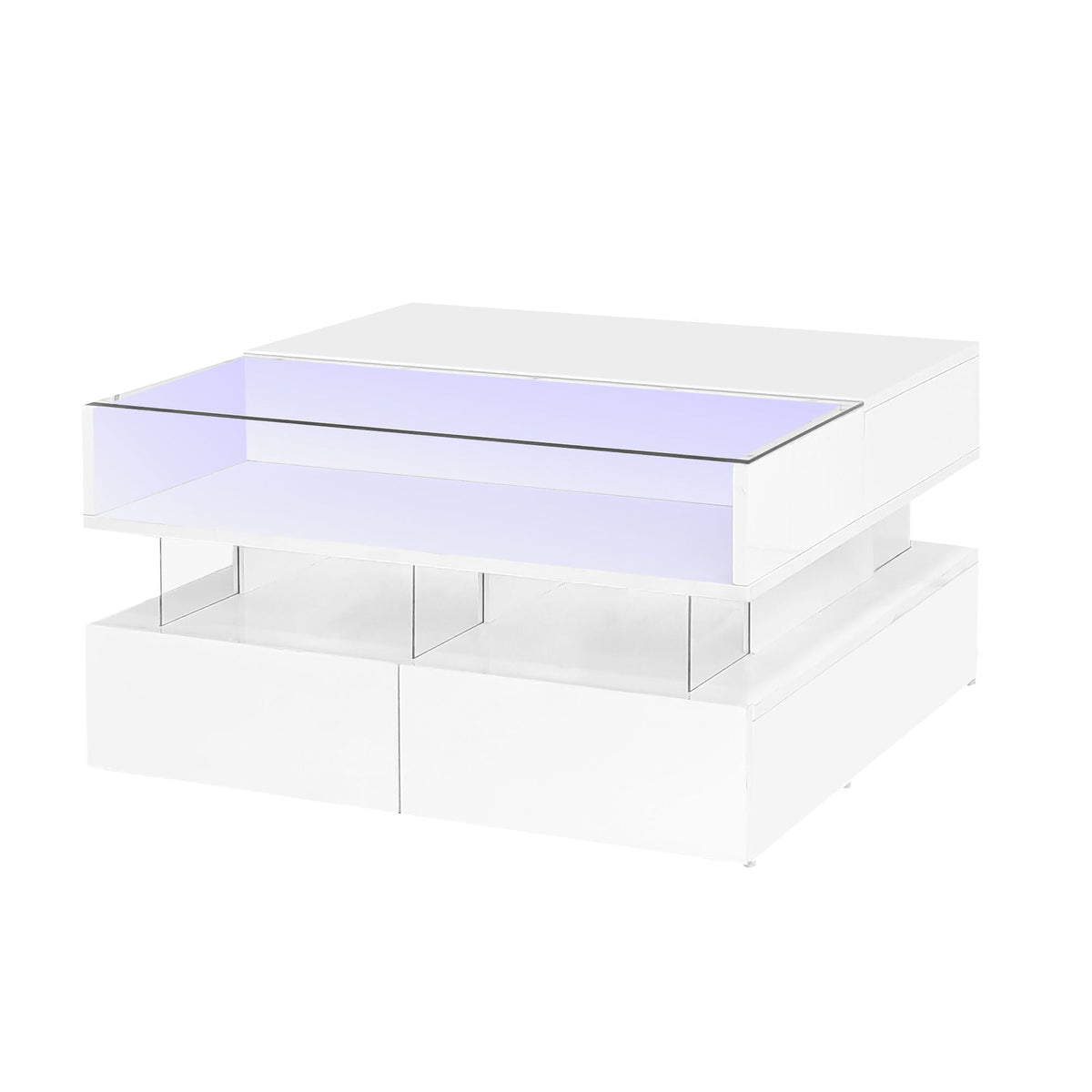 Lift-Top Coffee Table with LED Lighting & Hidden Storage – White