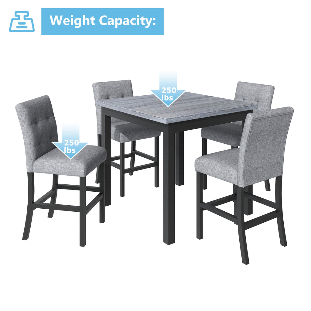 TOPMAX 5-Piece Counter-Height Dining Set – Black & Gray