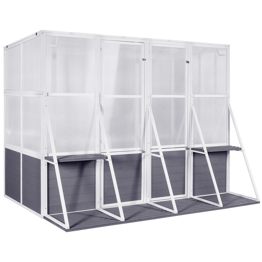 Wooden Lean-To Walk-In Greenhouse – White / Gray
