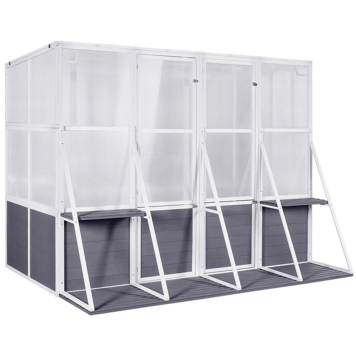 Wooden Lean-To Walk-In Greenhouse – White / Gray