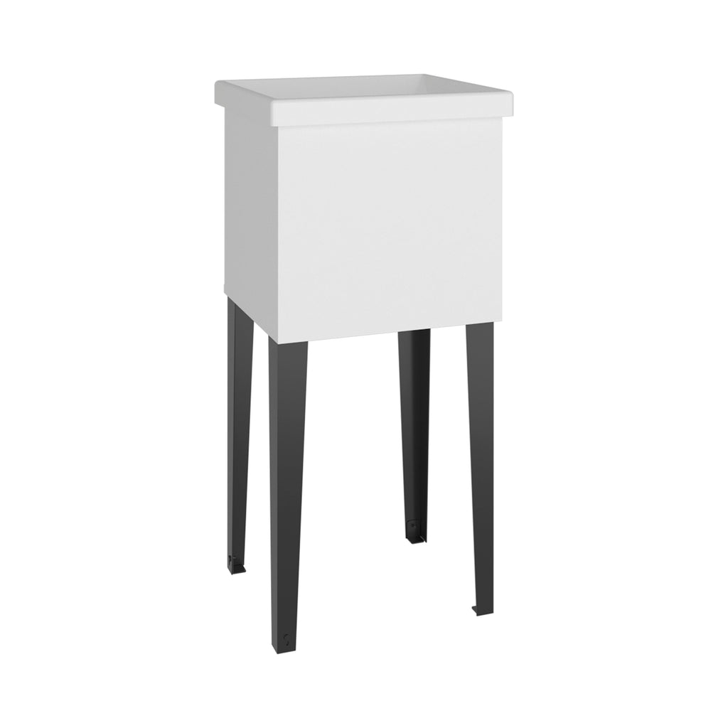 White Freestanding Laundry Utility Sink with Storage Cabinet