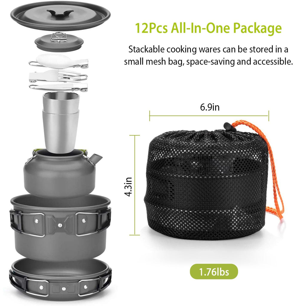 12-Piece Camping Cookware & Stove Set