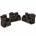 Power Reclining Living Room Set with Adjustable Headrests & USB – Brown or Gray