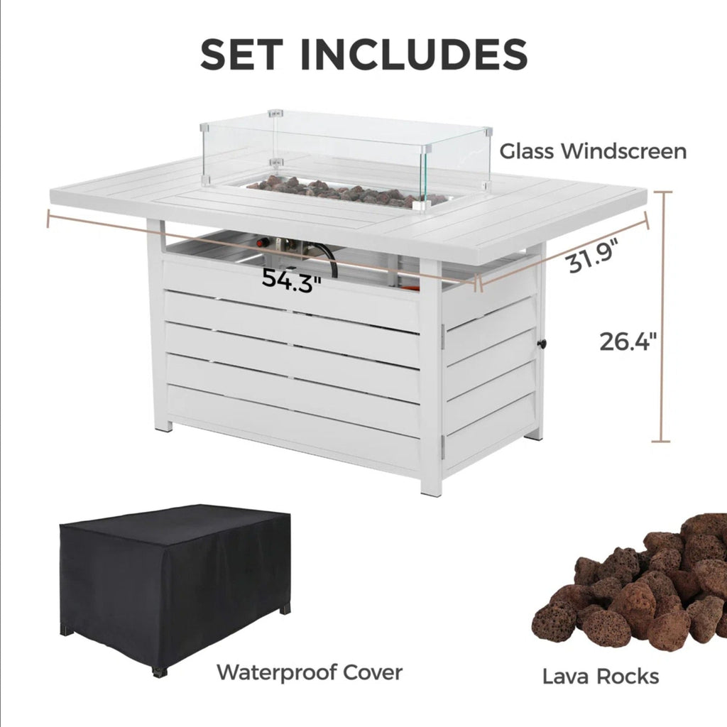 Rectangular Propane Fire Pit Table