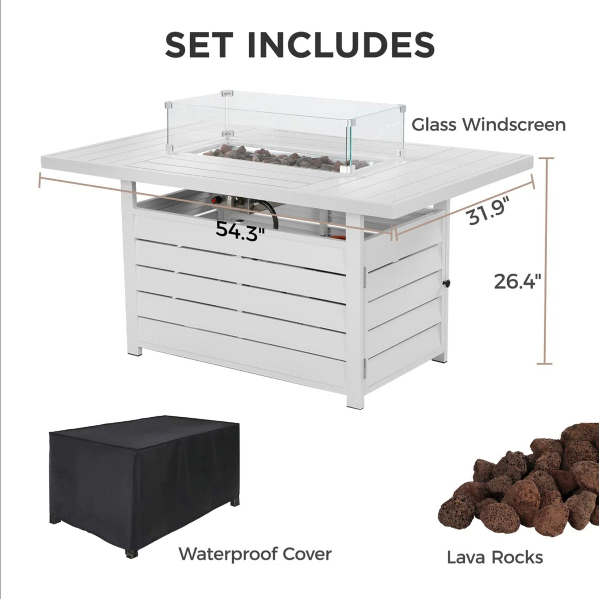 Rectangular Propane Fire Pit Table