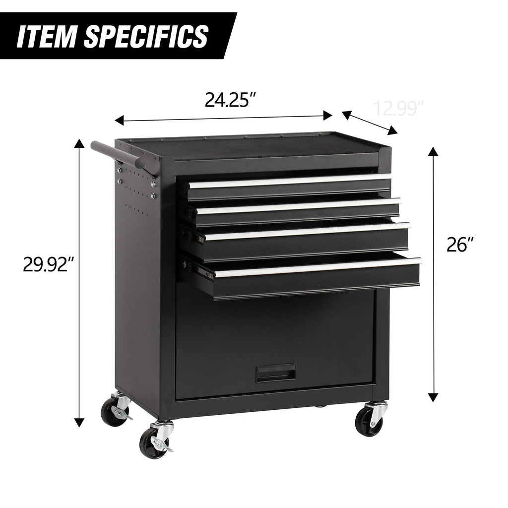 4-Drawer Rolling Tool Chest – Black