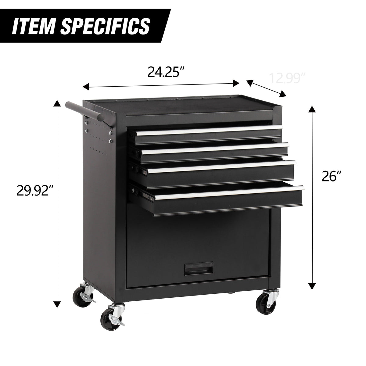 4-Drawer Rolling Tool Chest – Black
