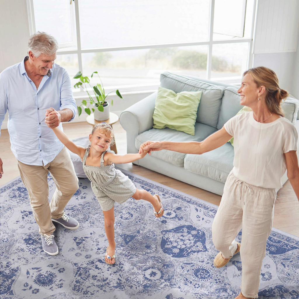 LOOM & LUXE Blue Washable Area Rug – 5x8