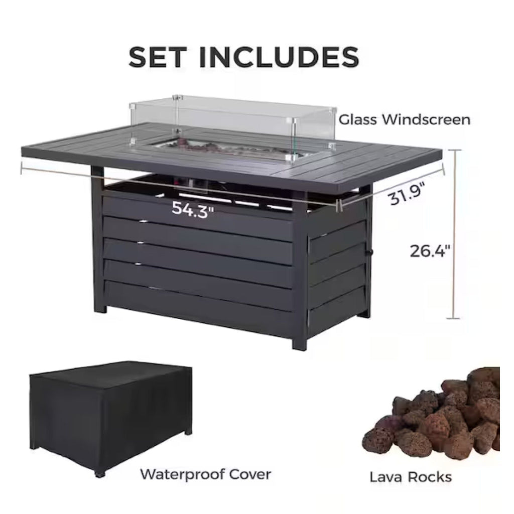 Rectangular Propane Fire Pit Table