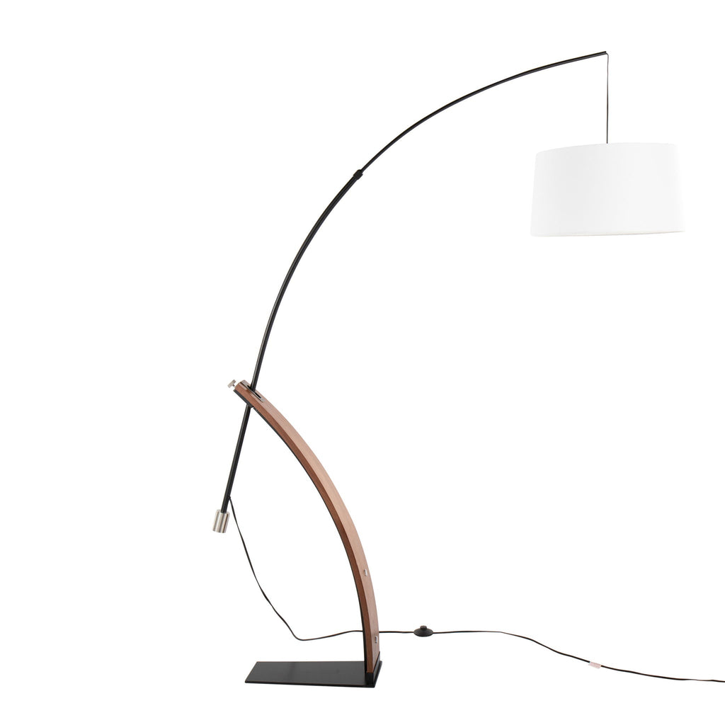 Mid-Century Floor Lamp with Wood Accent