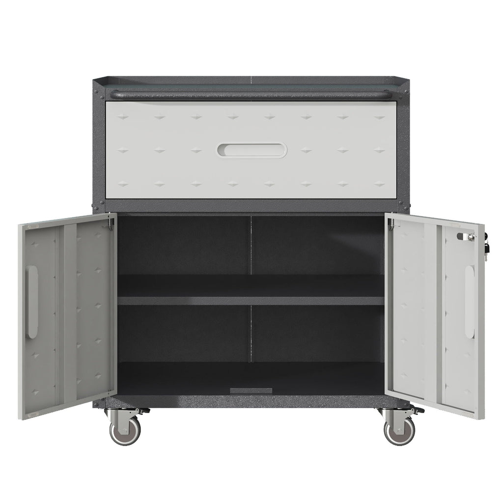 Mobile Metal Tool Cabinet with Locking Doors