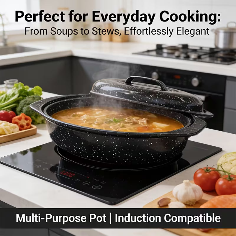 Oval Enamel Roasting Pan with Lid