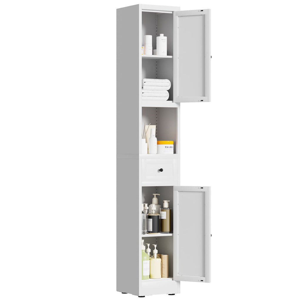 Tall Narrow 5-Tier Bathroom Storage Cabinet – White