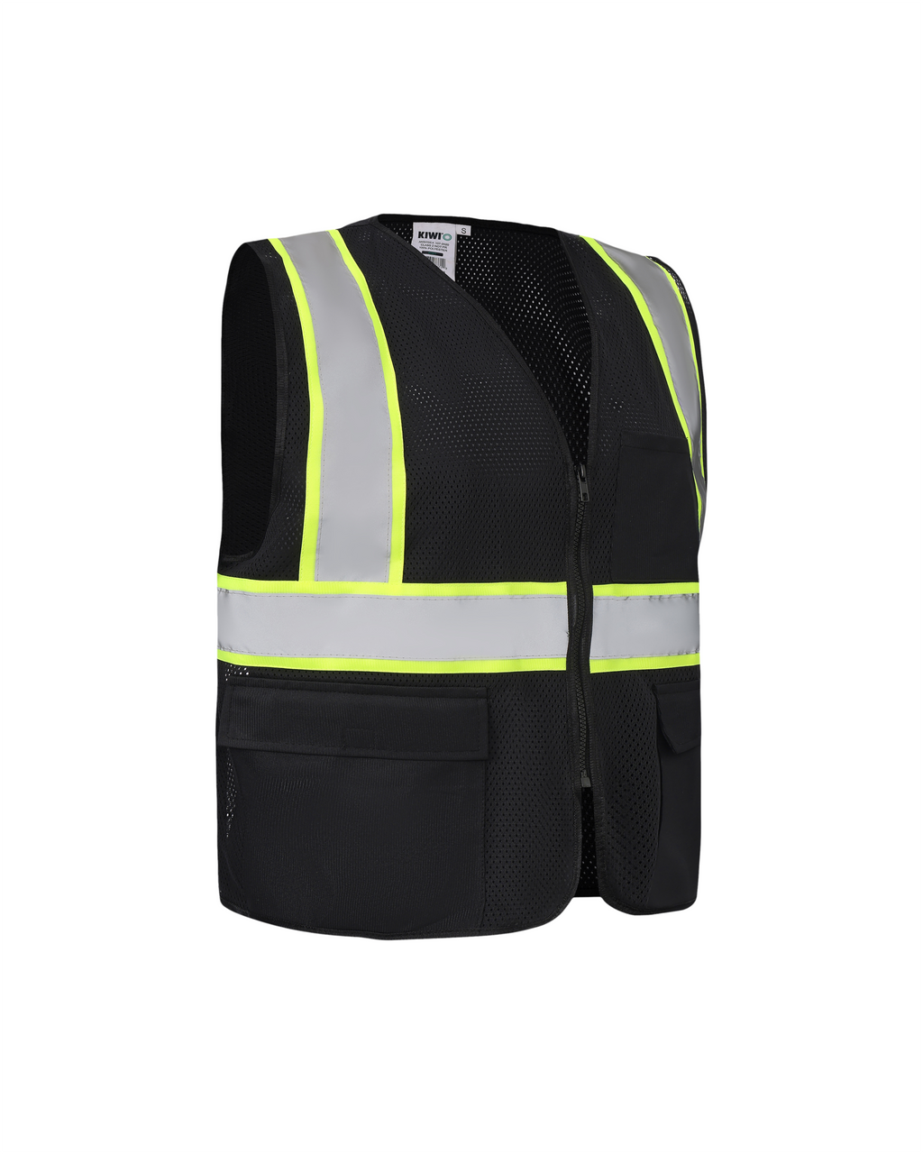 Kiwi High Visibility ANSI/ISEA 107-2020 Reflector Contrast Trimmed Black Safety Vest [70200]