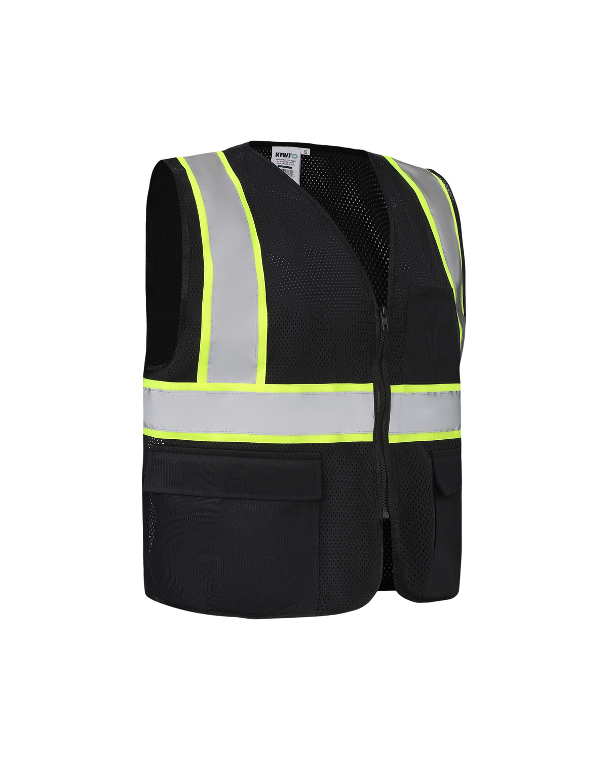 Kiwi High Visibility ANSI/ISEA 107-2020 Reflector Contrast Trimmed Black Safety Vest [70200]