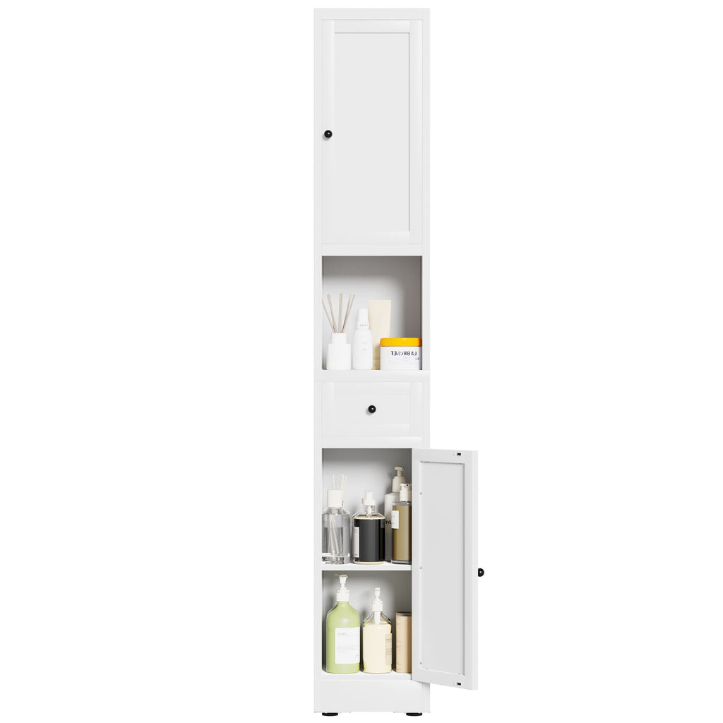 Tall Narrow 5-Tier Bathroom Storage Cabinet – White