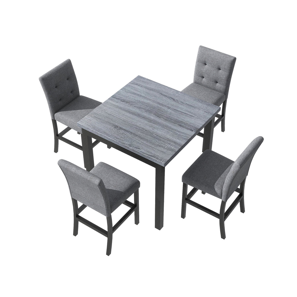 TOPMAX 5-Piece Counter-Height Dining Set – Black & Gray