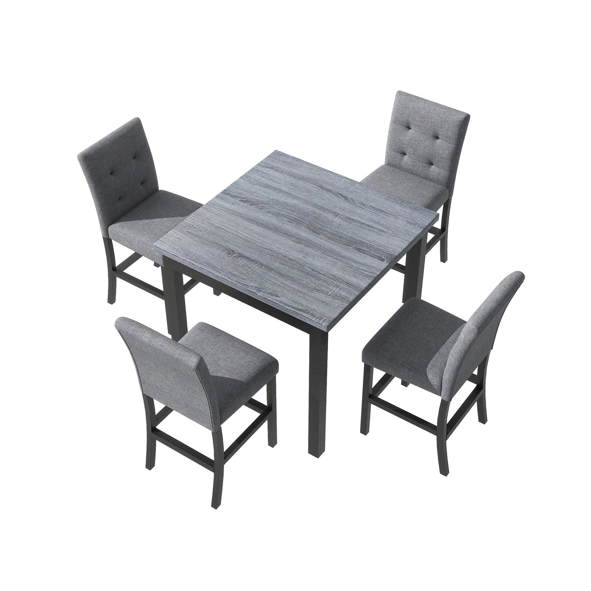 TOPMAX 5-Piece Counter-Height Dining Set – Black & Gray