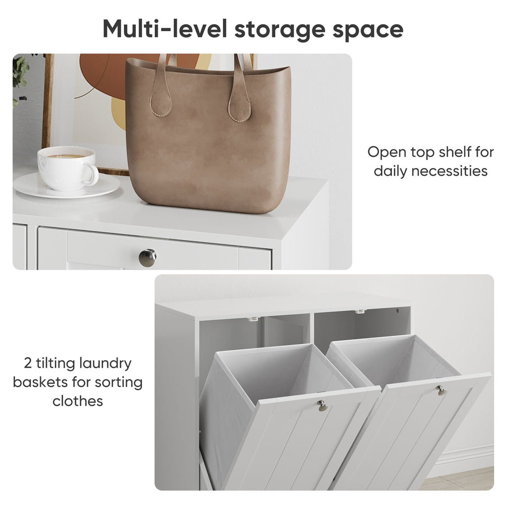White Tilt-Out Laundry Hamper Cabinet