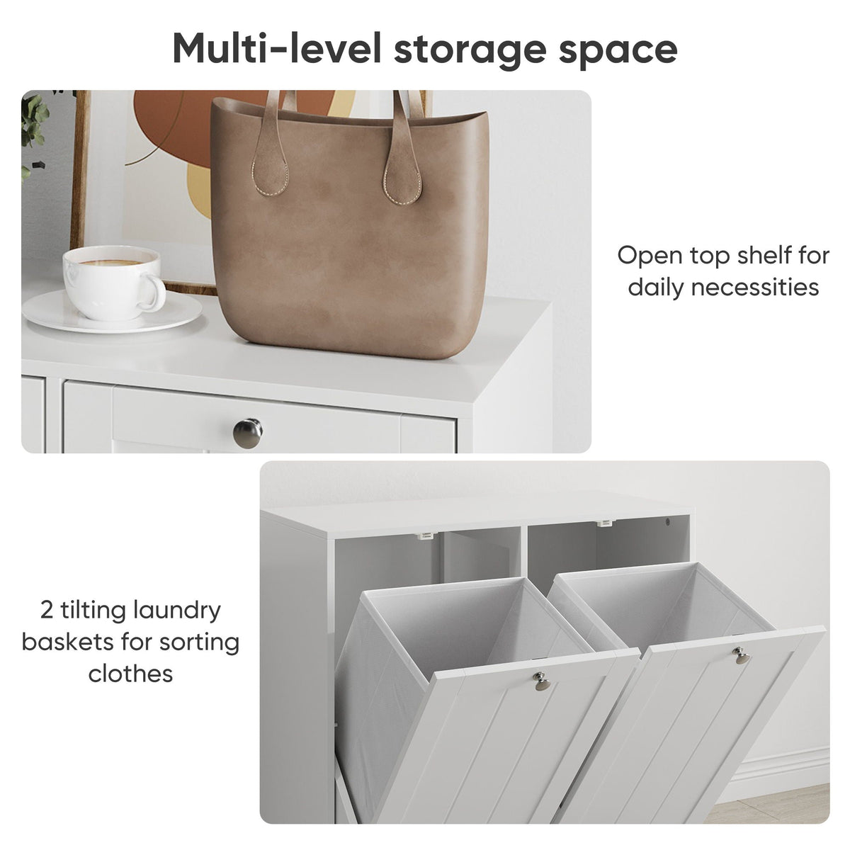 White Tilt-Out Laundry Hamper Cabinet