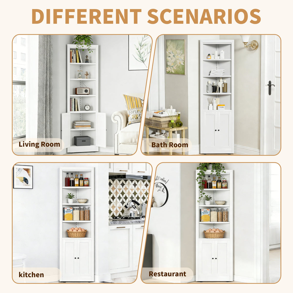 71-Inch Tall Corner Storage Cabinet