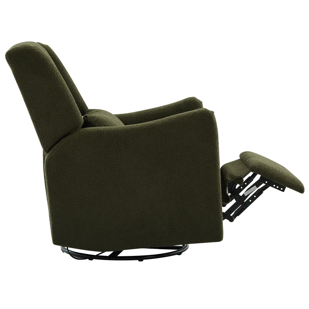 Wide Wingback 360° Swivel Glider Rocker Recliner – Dark Green or Beige