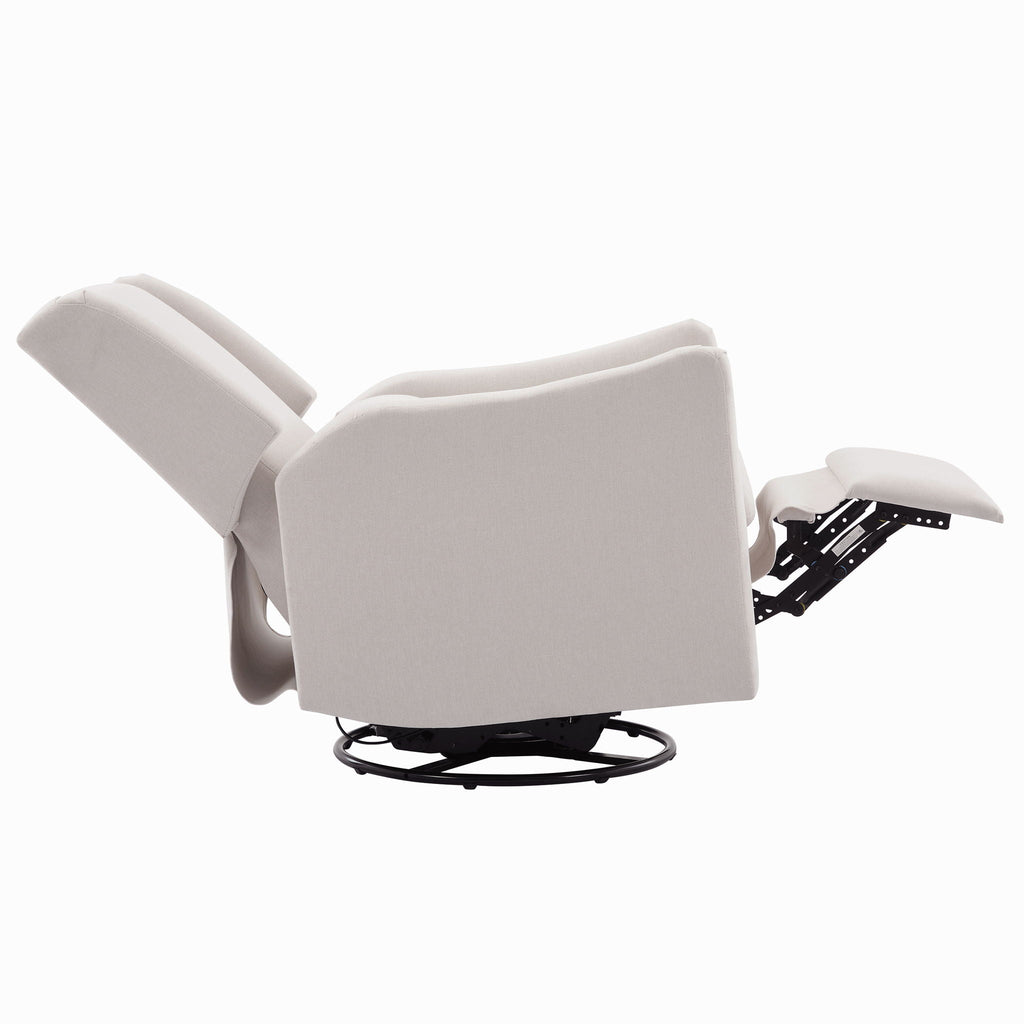 Wide Wingback 360° Swivel Glider Rocker Recliner – Dark Green or Beige