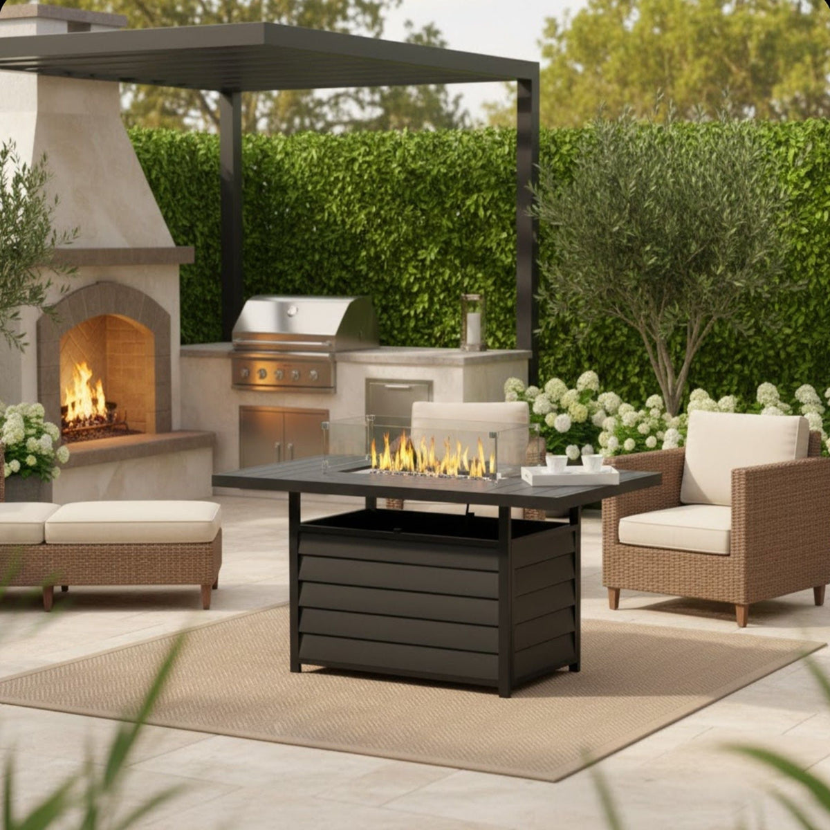 Rectangular Propane Fire Pit Table