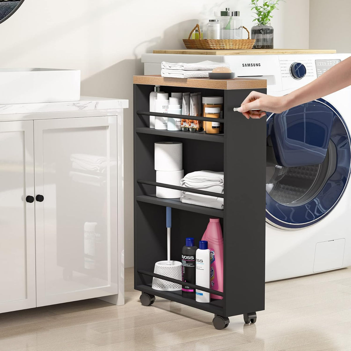 Slim 4-Tier Rolling Kitchen Storage Cart