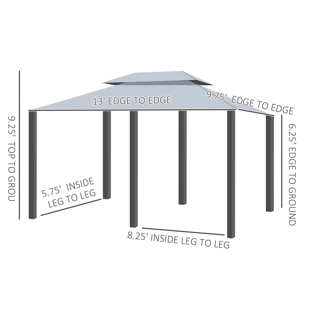 Outsunny Patio Gazebo with Curtains & Vented Roof – Sage Gray