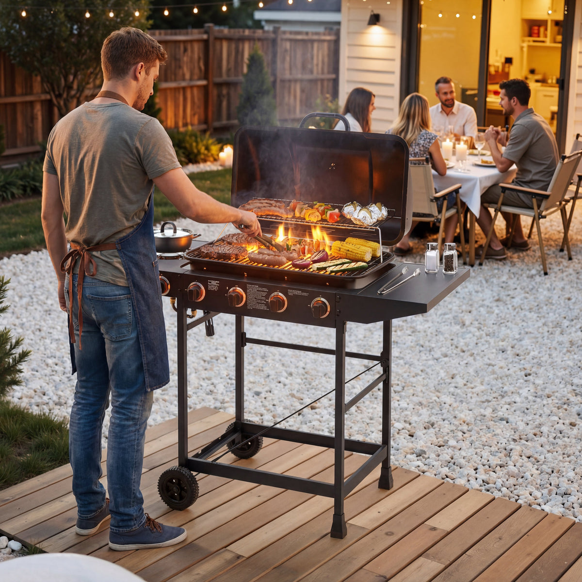 4-Burner Propane Gas Grill with Side Burner